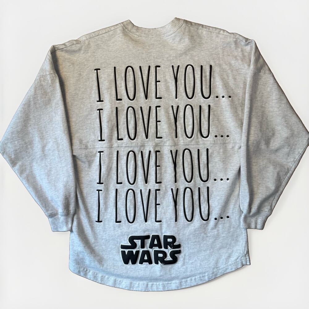 Star Wars Spirit Jersey XS Gray Long Sleeve I Love You Disney Leia Han Solo